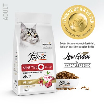 Felicia Hypoallergenic Az Tahıllı Sensitive Adult Kuzu Etli Yetişkin Kedi Maması 1 Kg