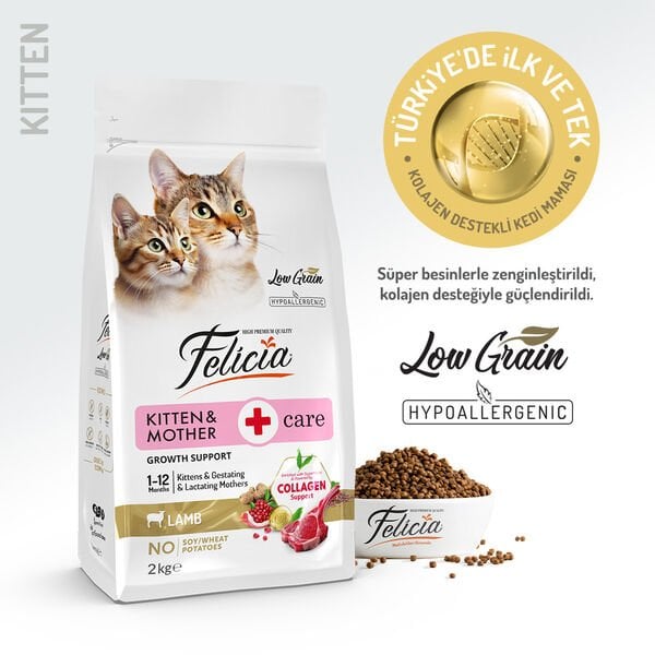 Felicia Kitten & Mother Az Tahıllı Kuzu Etli Yavru Kedi Maması 1 Kg