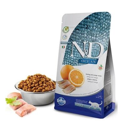 N&D Ocean Ringa Balıklı ve Portakallı Yetişkin Kedi Maması 1.5 kg