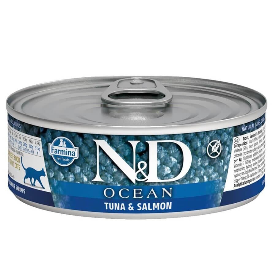 N&D Ocean Ton Balıklı Somonlu Tahılsız Yetişkin Kedi Konservesi 70gr
