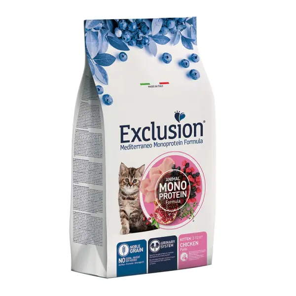 Exclusion Monoprotein Tavuklu Narlı ve Yaban Mersinli Düşük Tahıllı Yavru Kedi Maması 1,5kg