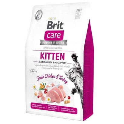 Brit Care Hipoalerjenik Sağlıklı Büyüme için Tavuklu ve Hindili Tahılsız Yavru Kedi Maması 2kg