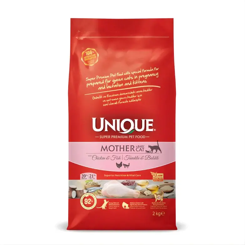 Unique Düşük Tahıllı Anne ve Yavru Kedi Maması Tavuklu ve Balıklı 2 Kg