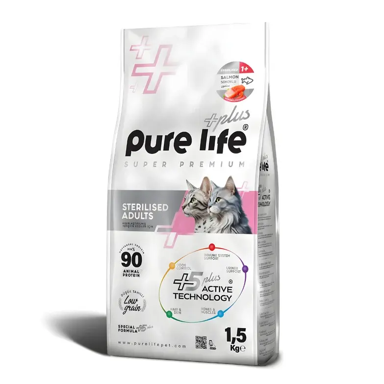 Purelife Plus Somonlu Kısırlaştırılmış Kedi Maması 1.5kg