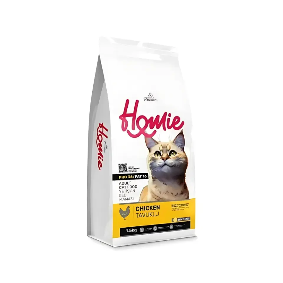 Homie Süper Premium Düşük Tahıllı Tavuklu Yetişkin Kedi Maması 1.5 Kg