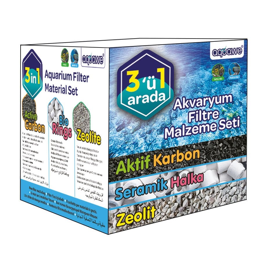 Aquawe Akvaryum Filtre Malzemesi 3’lü Set