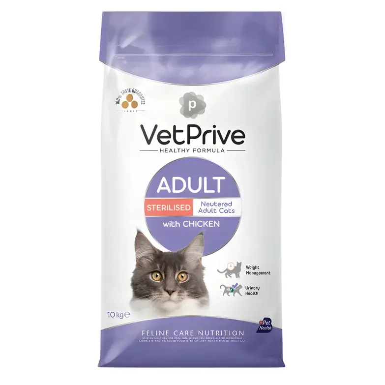 VetPrive Sterilsed Chicken Kısırlaştırılmış Tavuklu Kedi Maması 10 Kg
