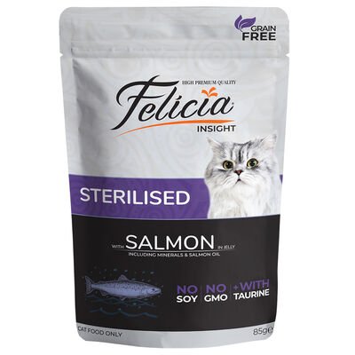 Felicia Tahılsız Somonlu Kısırlaştırılmış Pouch Kedi Konservesi 85 Gr