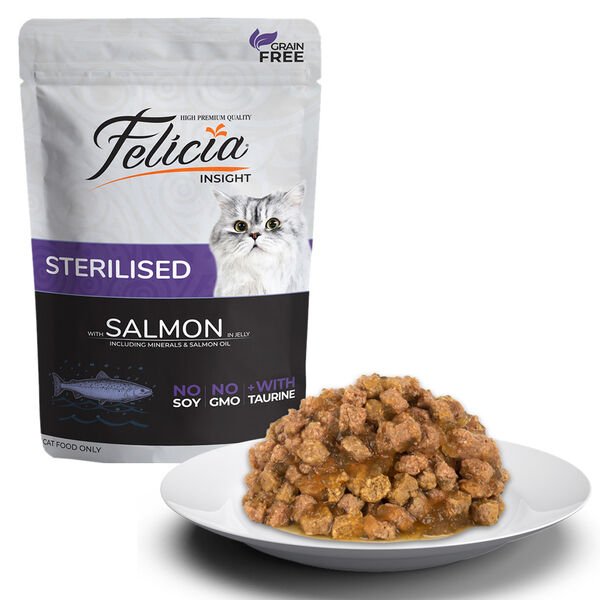 Felicia Tahılsız Somonlu Kısırlaştırılmış Pouch Kedi Konservesi 85 Gr