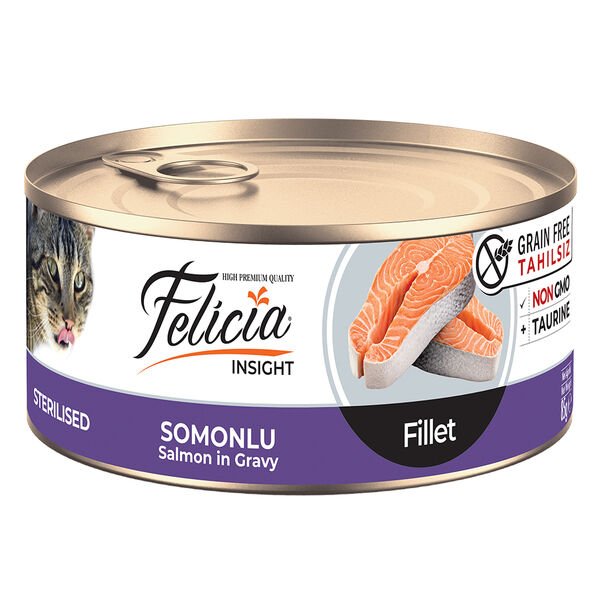 Felicia Tahılsız Kısırlaştırılmış Somonlu Fileto Kedi Konservesi 85 Gr