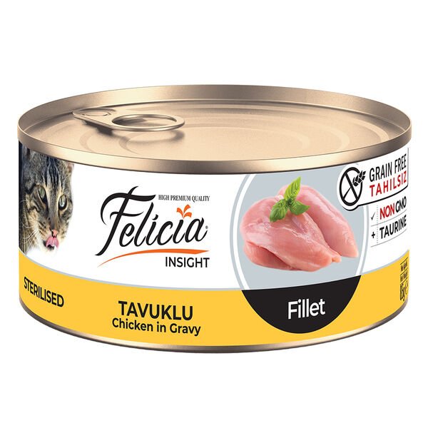 Felicia Tahılsız Kısırlaştırılmış Tavulu Fileto Kedi Konservesi 85 Gr