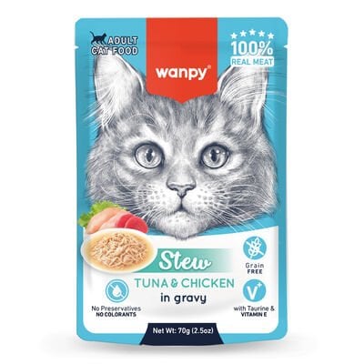 Wanpy Stew Pouch Ton Balık&Tavuklu Yaş Kedi Maması 70g