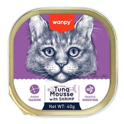 Wanpy Kedi Ton Balıklı & Karidesli Alutray Yaş Mama 40g