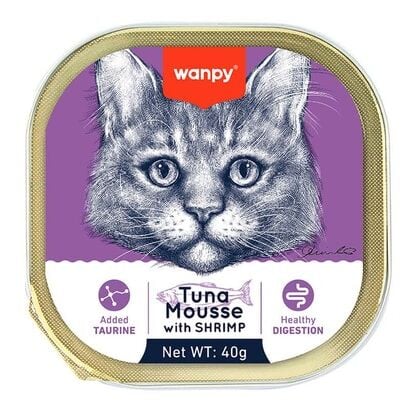 Wanpy Kedi Ton Balıklı & Karidesli Alutray Yaş Mama 40g