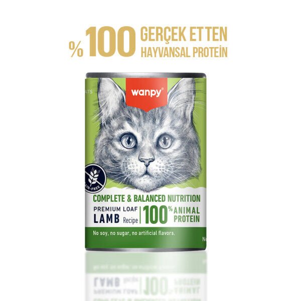 Wanpy Tahılsız %100 Kuzulu Kedi Konservesi 375 gr