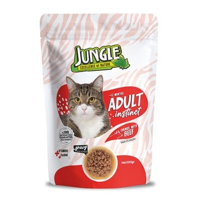 Jungle Pouch Kedi Biftekli Soslu Yaş Mama 100 Gr