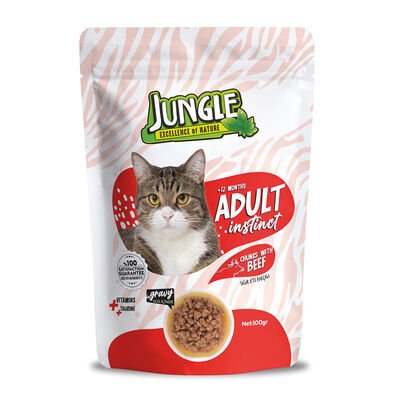 Jungle Pouch Kedi Biftekli Soslu Yaş Mama 100 Gr