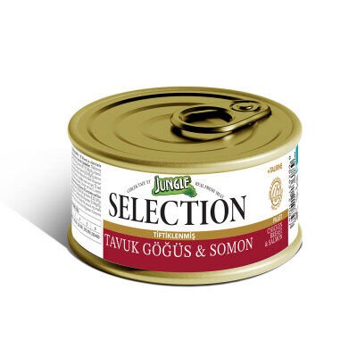 Jungle Selection Tiftiklenmiş Tavuk ve Somonlu Kedi Konservesi 70gr