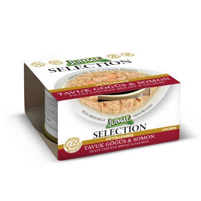Jungle Selection Tiftiklenmiş Tavuk ve Somonlu Kedi Konservesi 70gr