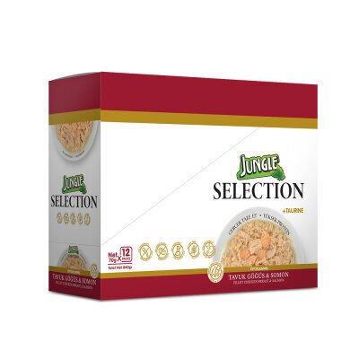 Jungle Selection Tiftiklenmiş Tavuk ve Somonlu Kedi Konservesi 70gr