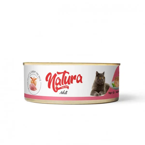 Natura Tavuk Filetolu ve Karidesli Yetişkin Kedi Konservesi 70gr