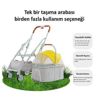 Flip Henan Benedict Kedi ve Küçük Irk Köpek Taşıma Arabası 52x65x100cm (Sarı)