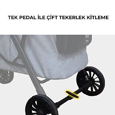 Flip Henan Benedict İki Katlı Kedi ve Küçük Irk Köpek Taşıma Arabası 50x80x105cm (Gri)