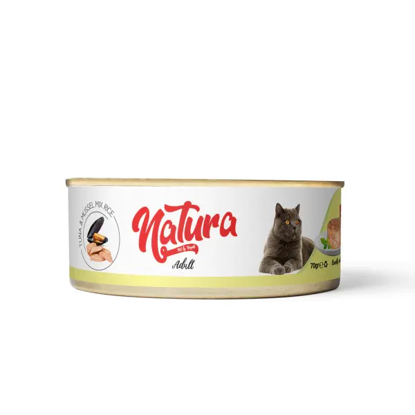 Natura Jöle İçinde Ton Balıklı ve Midyeli Yetişkin Kedi Konservesi 70gr
