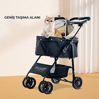 Flip Henan Benedict Kedi ve Küçük Irk Köpek Taşıma Arabası 45x63x93cm (Haki)