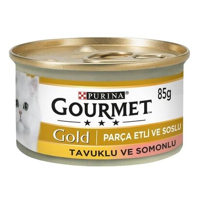 Gourmet Gold Parça Etli Somonlu ve Tavuklu Kedi Konservesi 85gr