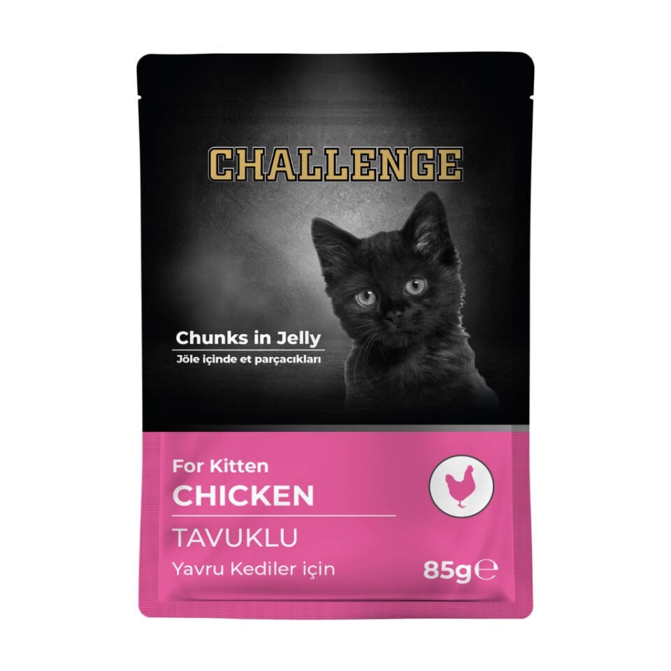 Challenge Pouch Jöle İçinde Parça Tavuklu Yavru Kedi Konservesi 85gr