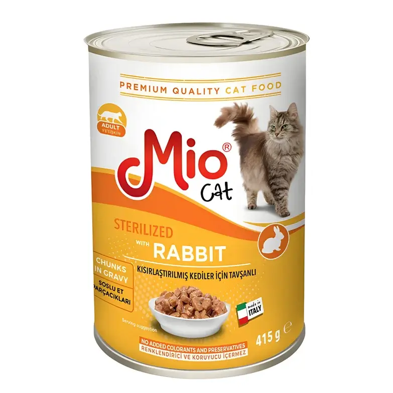 Mio Kısırlaştırılmış Kedi Konservesi Tavşanlı Parça Etli 415 Gr