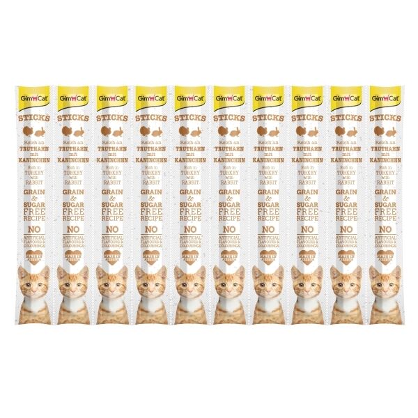 GimCat Sticks Hindi ve Tavşan Etli Kedi Ödül Çubuğu 50gr (10'lu)