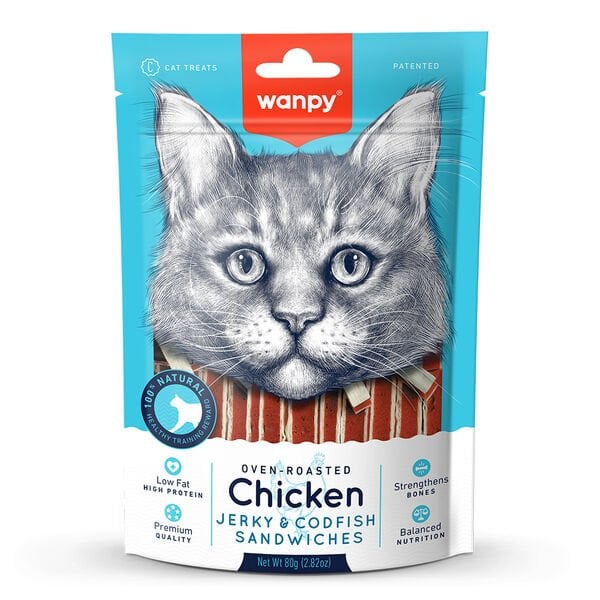 Wanpy Oven Roasted Tavuklu Morina Balıklı Sandviç Kedi Ödül Maması 80gr