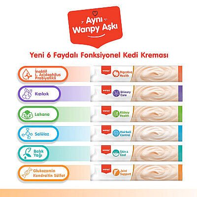 Wanpy Digestive Health Somonlu ve Tavuklu Sindirim Desteği Krema Kedi Ödül Maması 14gr (5'li)