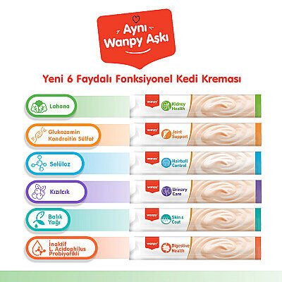 Wanpy Kidney Health Tavuklu ve Sebzeli Böbrek Sağlığı Desteği Krema Kedi Ödül Maması 14gr (5'li)