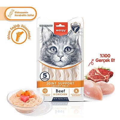Wanpy Joint Support Sığır Etli ve Tavuklu Eklem Desteği Krema Kedi Ödül Maması 14gr (5'li)