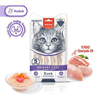 Wanpy Urinary Care Ördekli ve Tavuklu Üriner Sistem Desteği Krema Kedi Ödül Maması 14gr (5'li)