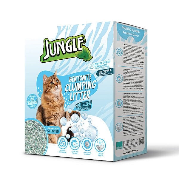 Jungle Karbonlu Sabunlu Gri Bentonit Kedi Kumu 6 Lt
