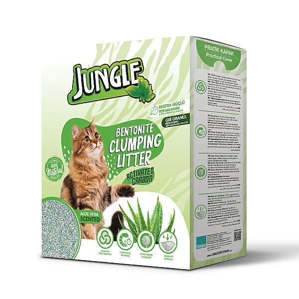 Jungle Karbonlu Aloe Veralı Gri Bentonit Kedi Kumu 6 Lt