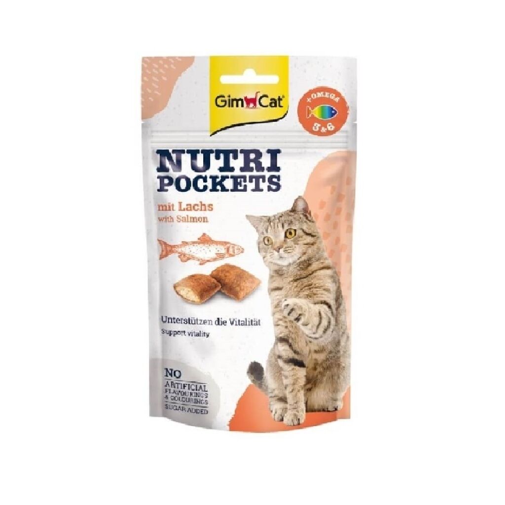 GimCat Nutripockets Somon Balıklı Omega 3 ve Omega 6 Kedi Ödül Maması 60gr