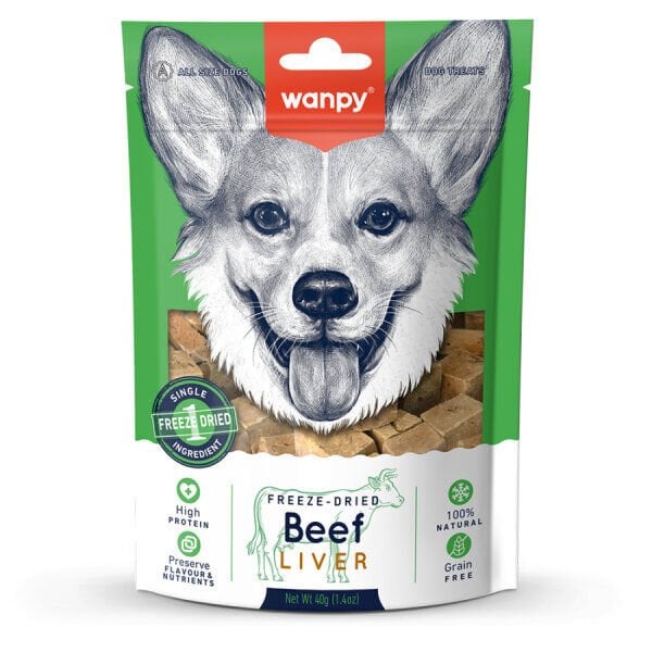 Wanpy Freeze Dried %100 Doğal Kurutulmuş Tahılsız Dana Ciğeri Köpek Ödülü 40gr