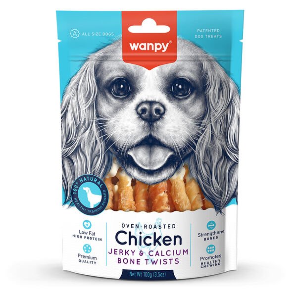 Wanpy Oven Roasted Kalsiyumlu Gerçek Tavuk Sargılı Köpek Ödülü 100gr