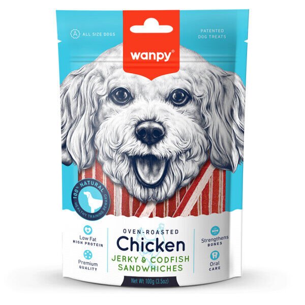 Wanpy Tavuklu Morina Balıklı Sandviç Köpek Ödülü 100gr
