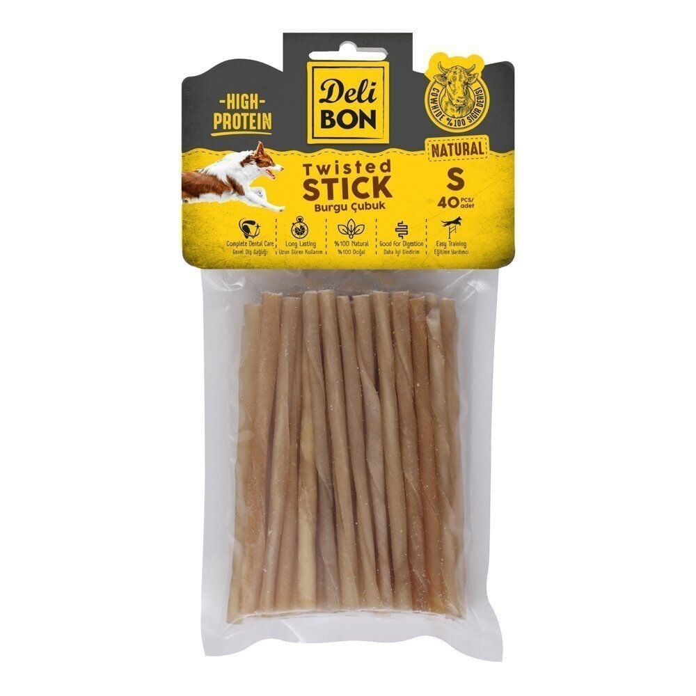 DeliBon Köpek Ödül Kemiği Burgu Çubuk İnce 40 Ad Natural
