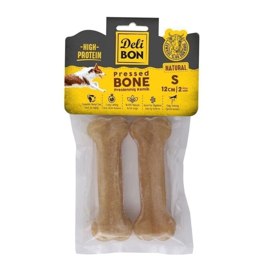 DeliBon Deri Press Köpek Kemik 12 Cm 2 li Natural