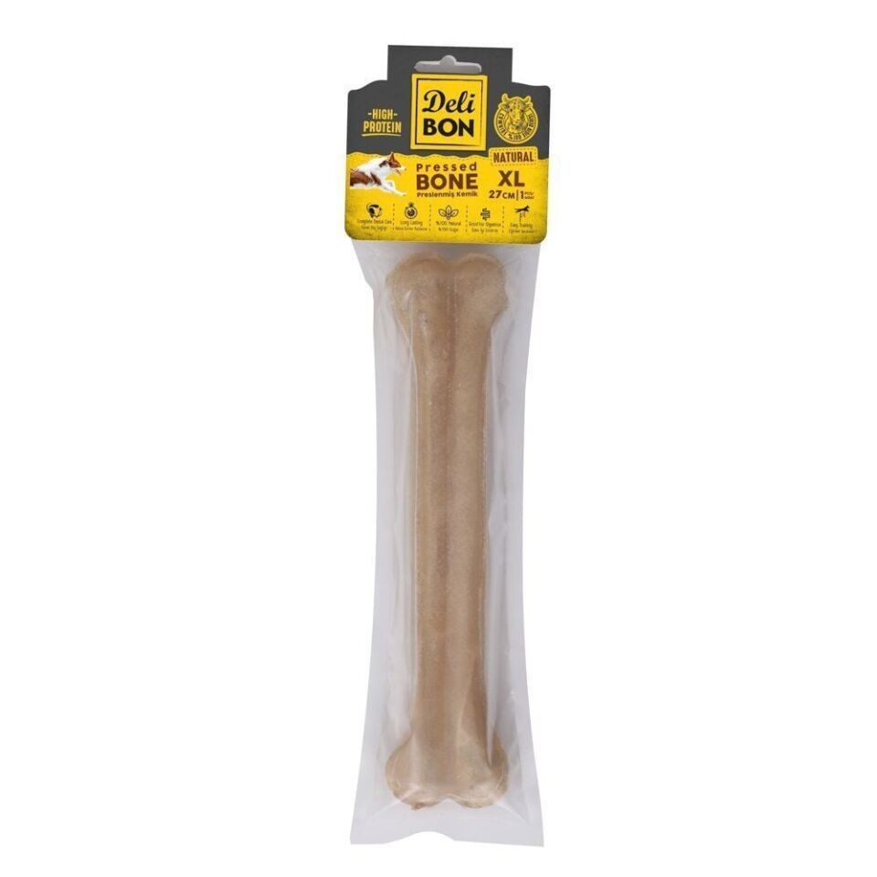DeliBon Deri Press Köpek Kemik 27 Cm Natural 1 Ad