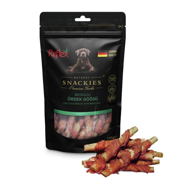 Reflex Snackies Natural Brokolili Ördek Göğsü Tahılsız Köpek Ödül Çubuğu 170gr