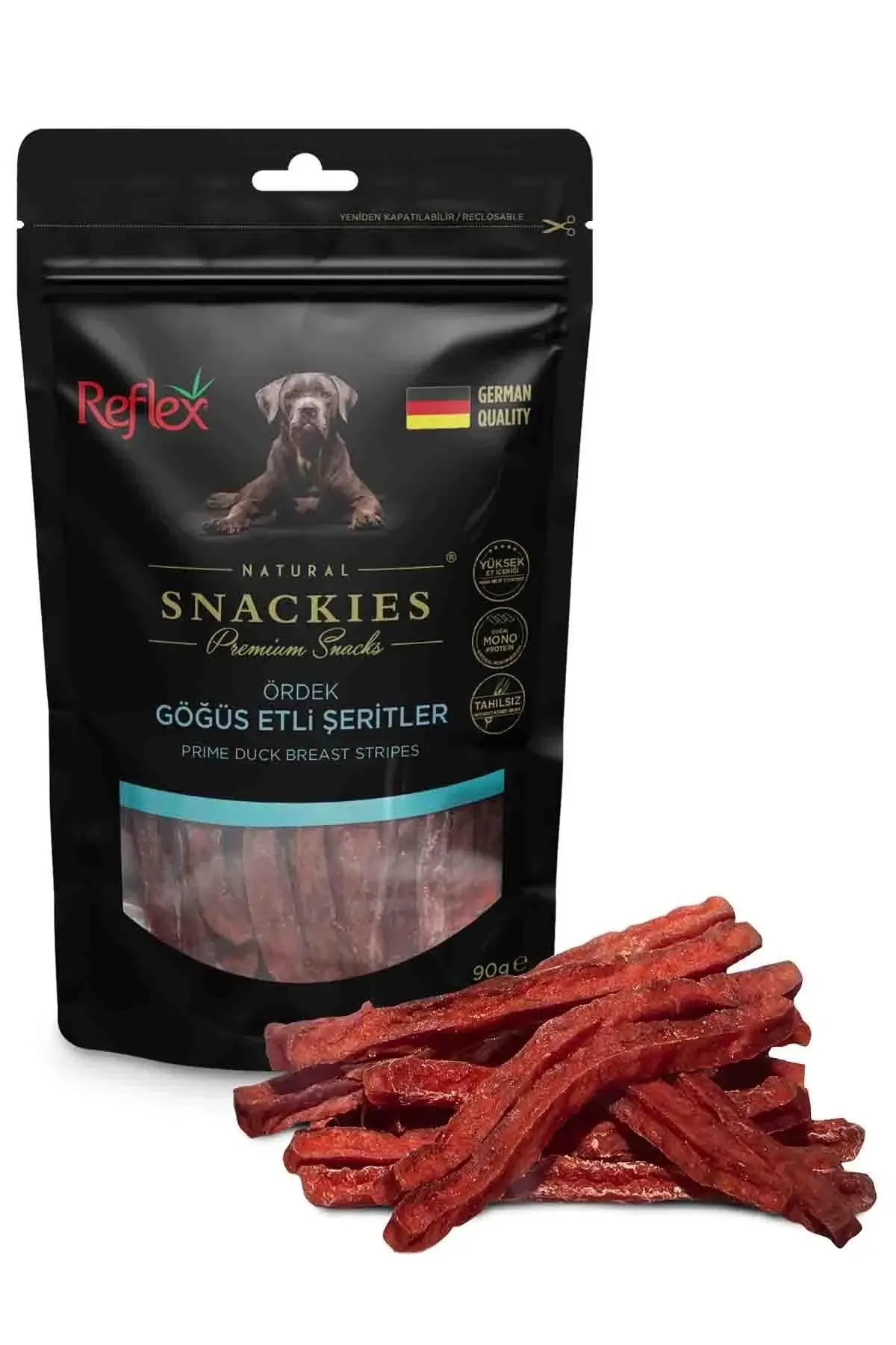 Reflex Snackies Natural Ördek Göğüs Etli Şerit Tahılsız Köpek Ödül Maması 90 Gr