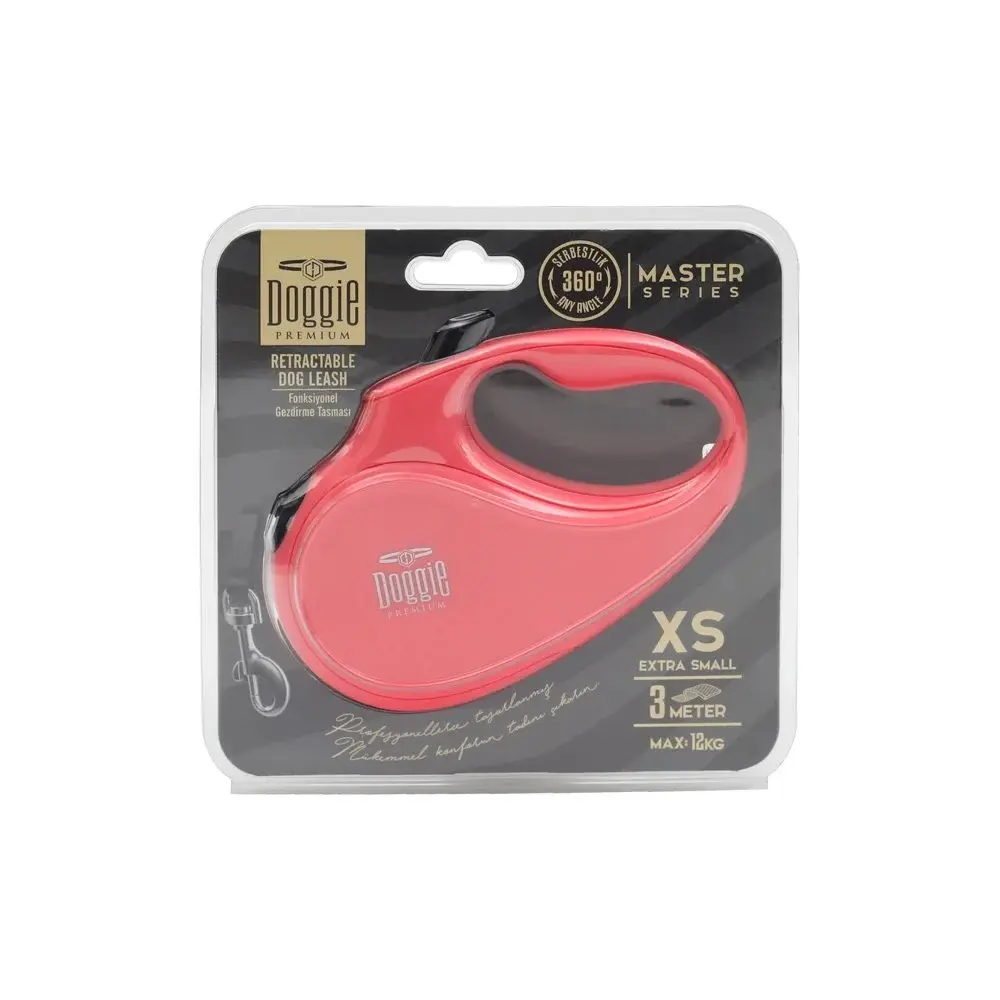 Doggie Master Otomatik Makaralı Köpek Tasması XS 12kg 3m Pembe